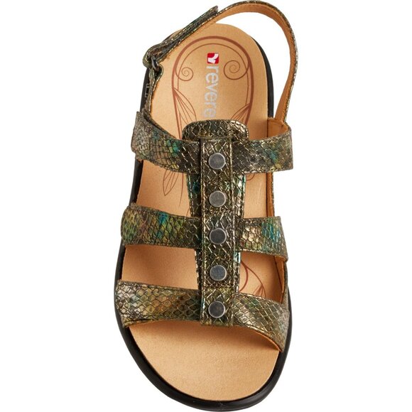 NEW REVERE Toledo Sandals - Leather, Wide Width For Women  Peacock Python 253 - Picture 2 of 5
